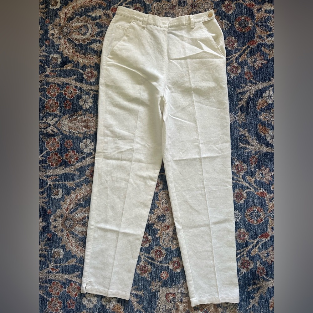 Liz Claiborne sport cream linen cotton blend pants size 10